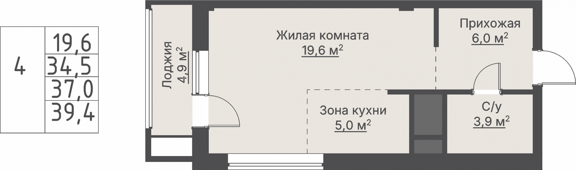 1 к. квартира, «Кедровый_Дом №2», ул. Кедровая,  кв. 1-1.2-3-4, пд.1, эт. 3/8, 37 м², 10 980 000 ₽, 296 757 ₽/м²