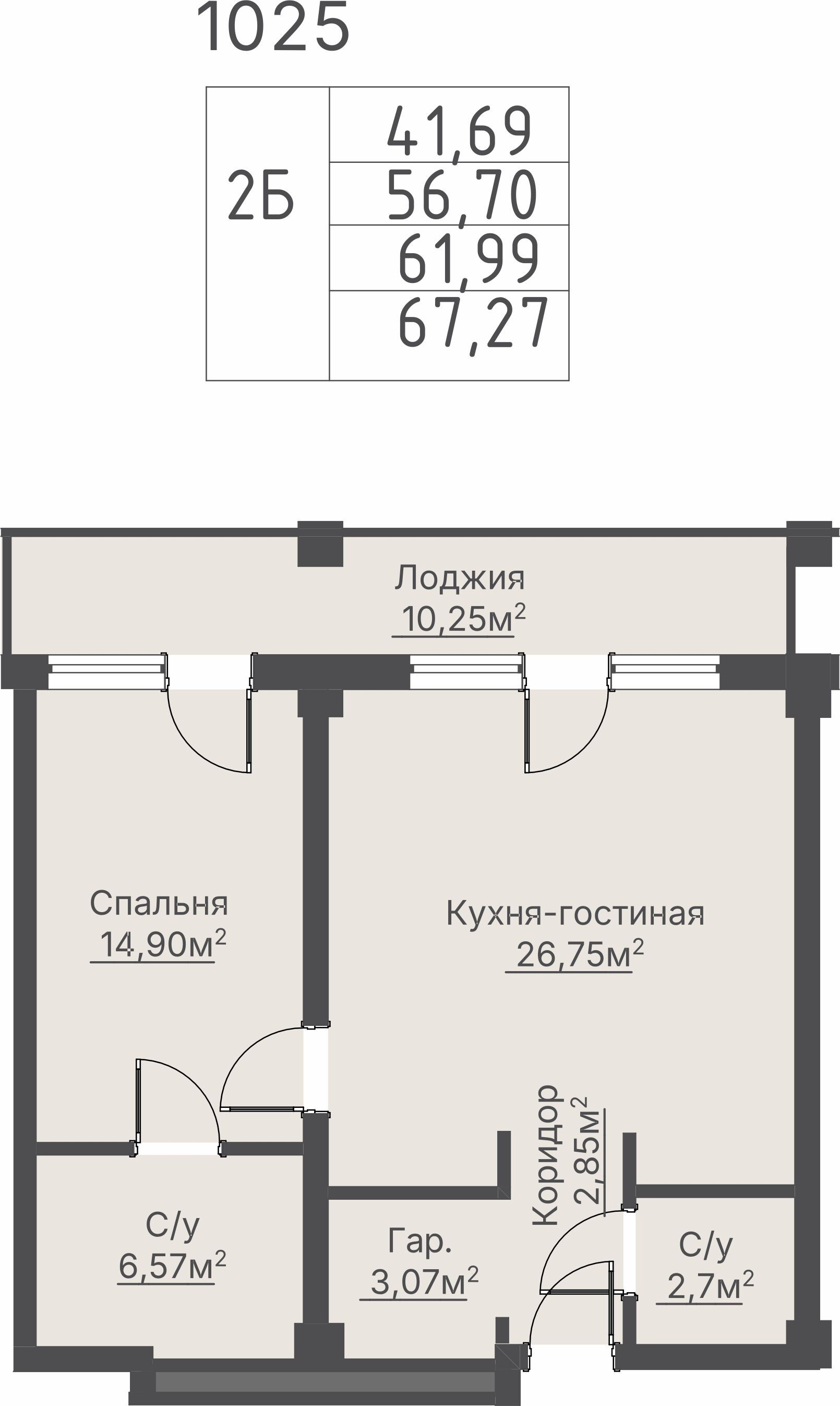 2 к. квартира, пгт. Шерегеш, ул.Весенняя д.62,, кв. 1025, пд.1, эт. 10/10, 61,99 м², 39 645 519 ₽, 639 547 ₽/м²