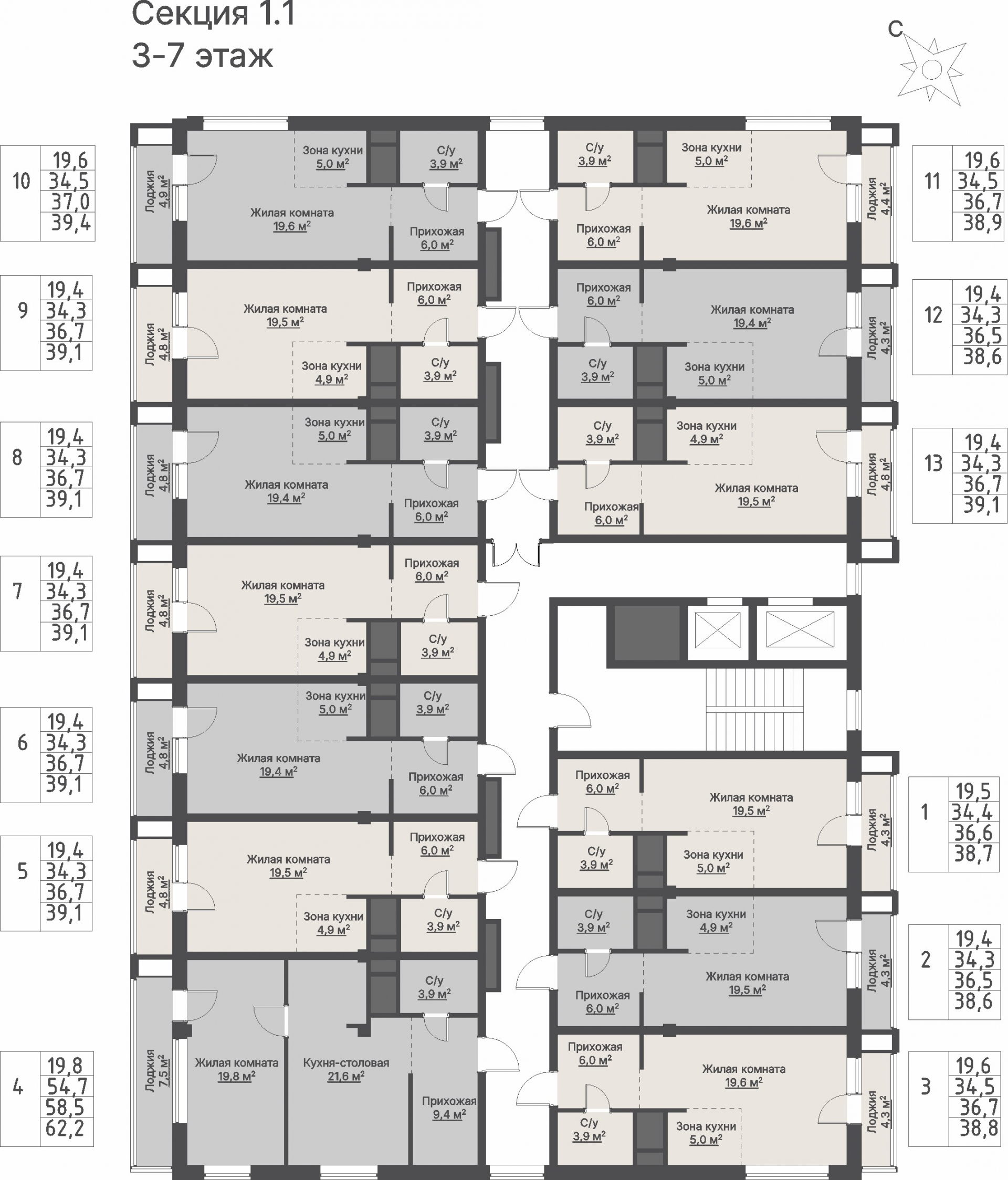 1 к. квартира, ЖК «Кедровый», ул. Кедровая, д. 1,  кв. 1-1.1-7-1, пд.1, эт. 7/8, 36,6 м², 10 860 000 ₽, 296 721 ₽/м²