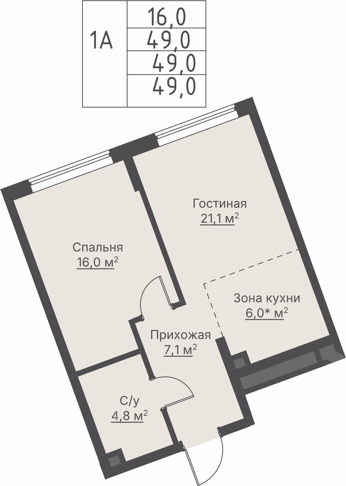 1 к. квартира, ЖК «Никольский» 2 очередь, ул. Белинского, д. 109/5,  кв. К4-3-3, пд.4, эт. 3/27, 49 м², 14 371 000 ₽, 293 286 ₽/м²