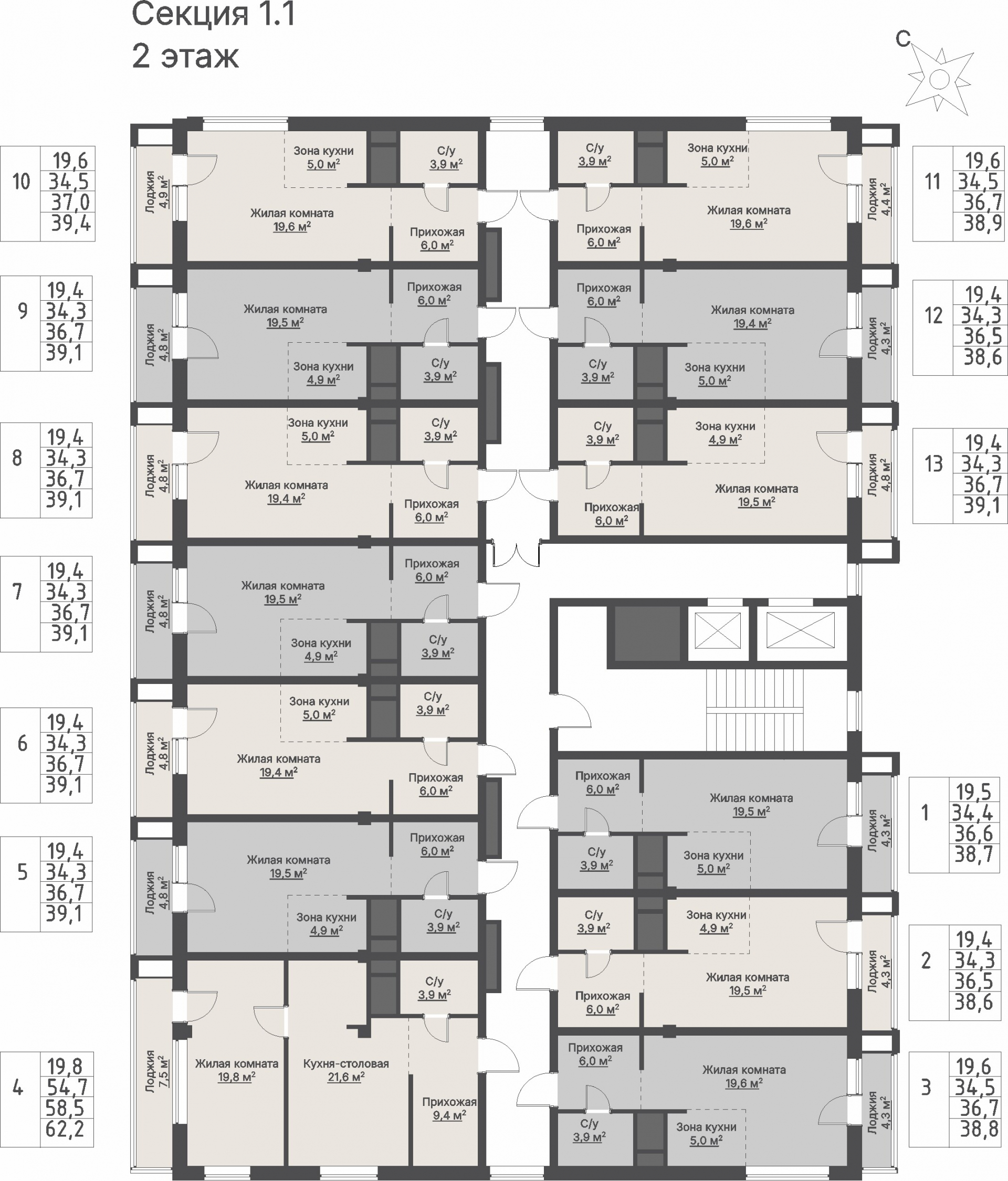 1 к. квартира, ЖК «Кедровый», ул. Кедровая, д. 1,  кв. 1-1.1-2-9, пд.1, эт. 2/8, 36,7 м², 10 780 000 ₽, 293 733 ₽/м²