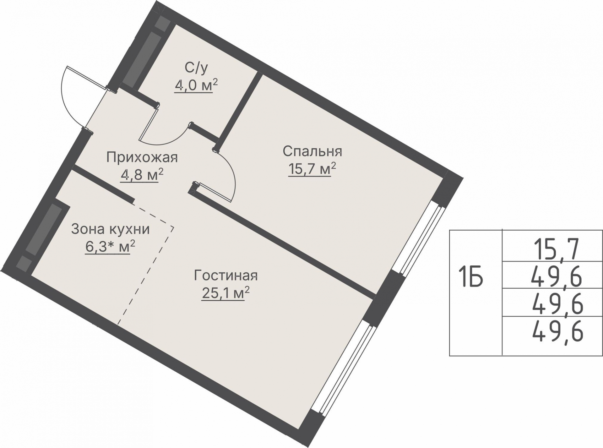 1 к. квартира, ЖК «Никольский» 2 очередь, ул. Белинского, д. 109/5,  кв. К4-9-5, пд.4, эт. 9/27, 49,6 м², 13 673 000 ₽, 275 665 ₽/м²