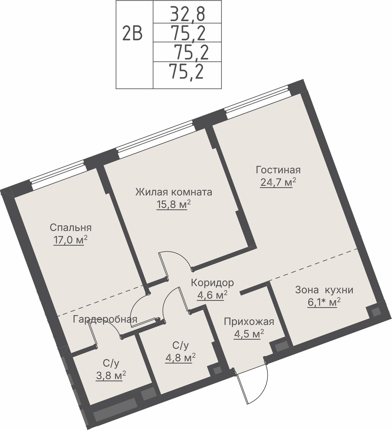 2 к. квартира, ЖК «Никольский» 2 очередь, ул. Белинского, д. 109/5,  кв. К4-3-2, пд.4, эт. 3/27, 75,2 м², 19 211 000 ₽, 255 465 ₽/м²