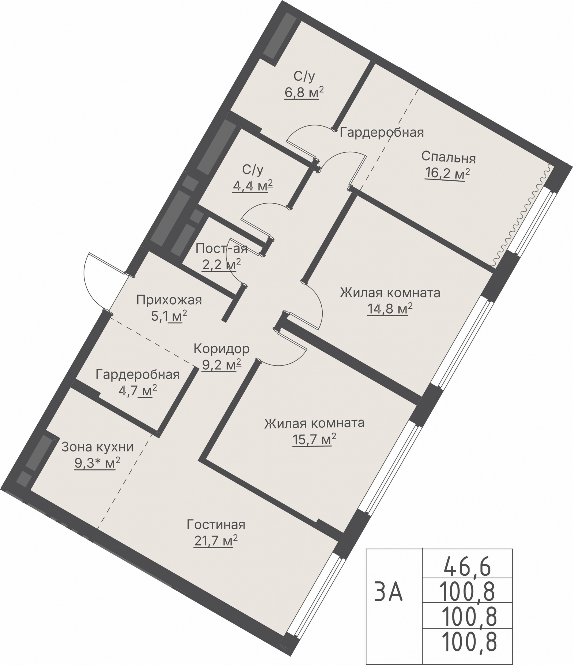 3 к. квартира, ЖК «Никольский» 2 очередь, ул. Белинского, д. 109/5,  кв. К4-5-6, пд.4, эт. 5/27, 100,8 м², 21 967 000 ₽, 217 927 ₽/м²