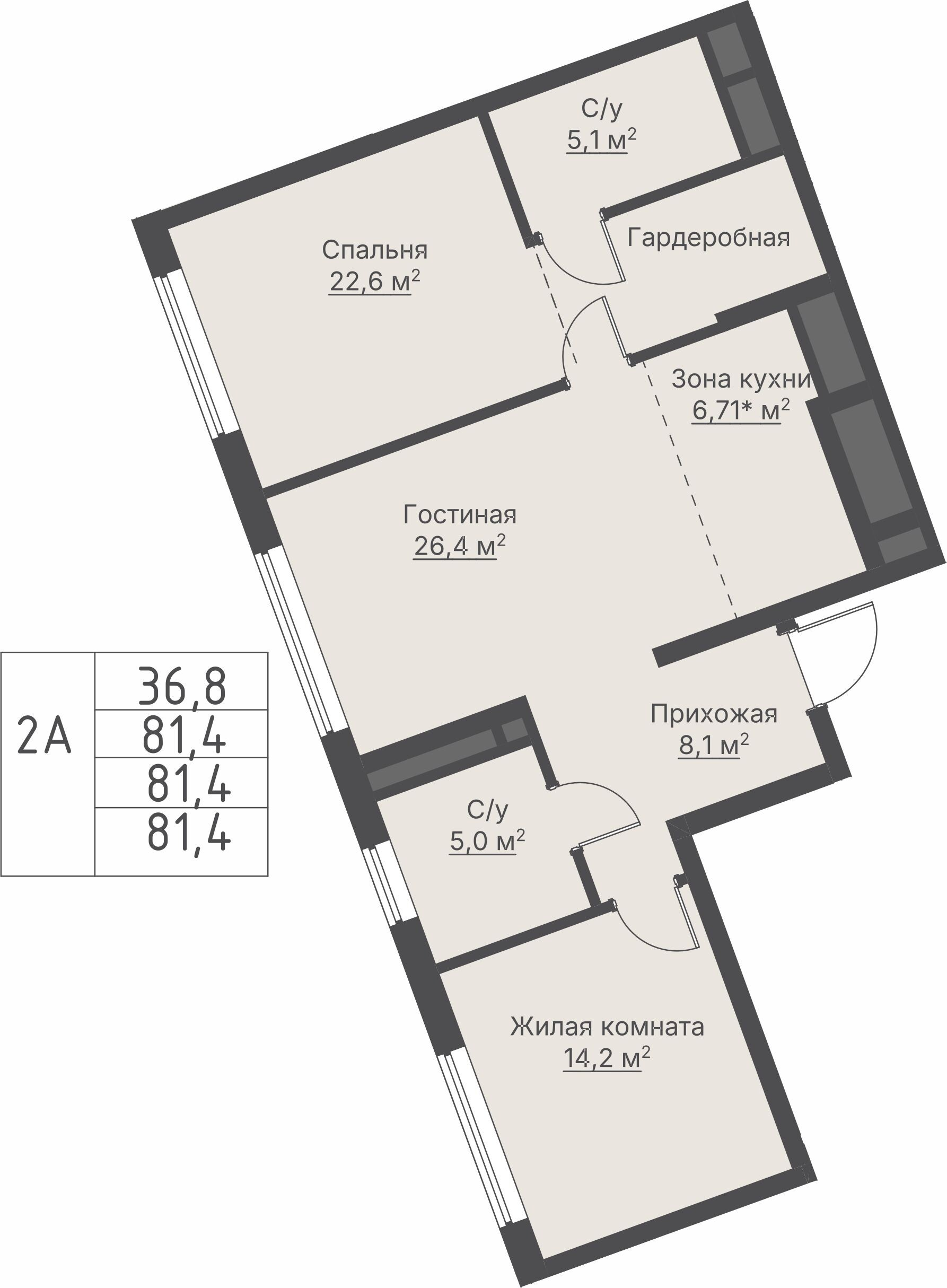 2 к. квартира, ЖК «Никольский» 2 очередь, ул. Белинского, д. 109/5,  кв. К4-9-9, пд.4, эт. 9/27, 81,4 м², 18 067 000 ₽, 221 953 ₽/м²