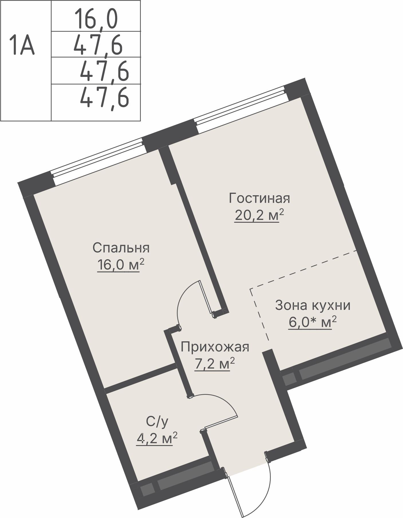 1 к. квартира, ЖК «Никольский» 2 очередь, ул. Белинского, д. 109/5,  кв. К4-17-3, пд.4, эт. 17/27, 47,6 м², 14 383 000 ₽, 302 164 ₽/м²