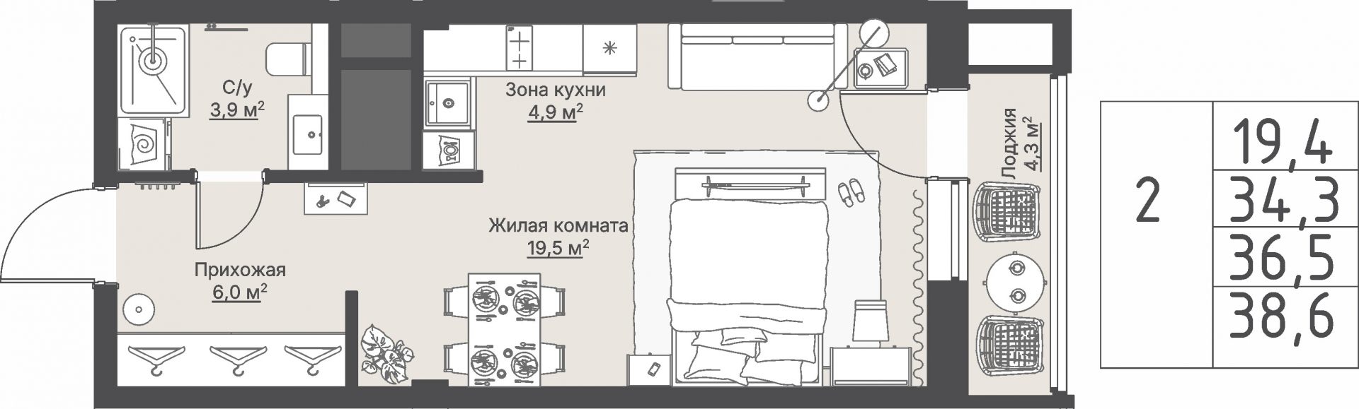 1 к. квартира, ЖК «Кедровый», ул. Кедровая, д. 1,  кв. 1-1.1-5-2, пд.1, эт. 5/8, 36,5 м², 10 750 000 ₽, 294 521 ₽/м²